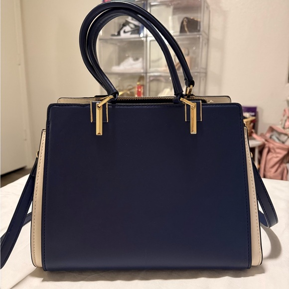 Calvin Klein Blue and White Embroidered Satchel - Picture 2 of 9